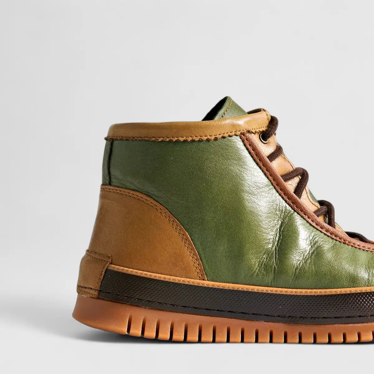 Karyoka Comfort Leather Boots 5006 Olive/Tan Boots | familyshoecentre