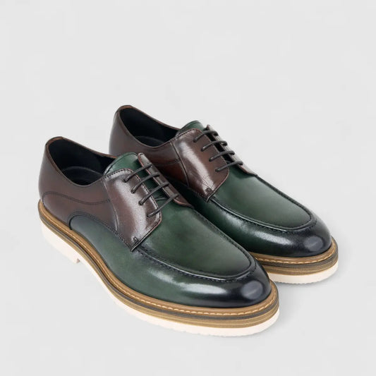 Fabino Men's (UK5 TO UK12) Chunky Sole Leather Lace Up M3220203 Green Multi FB20