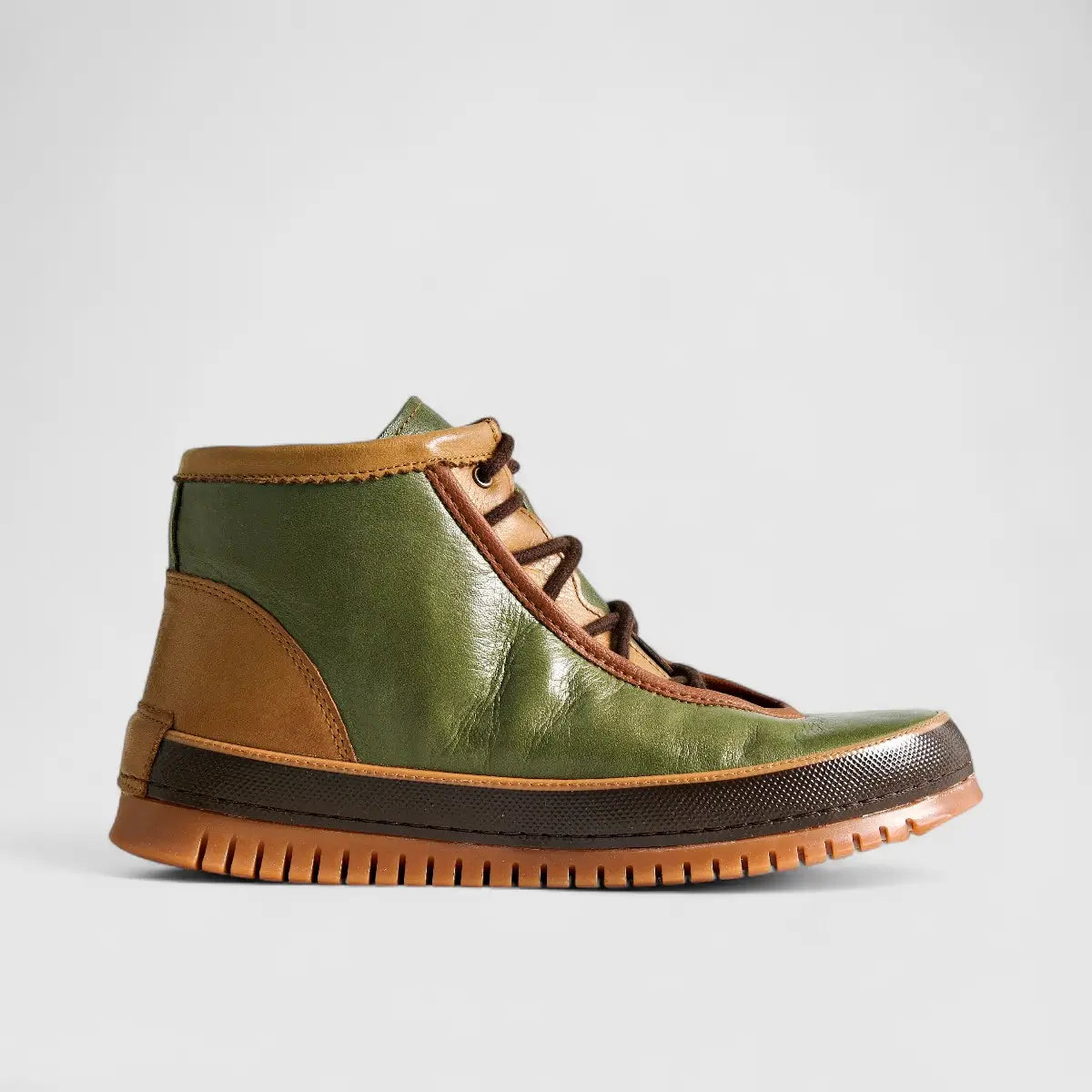 Karyoka Comfort Leather Boots 5006 Olive/Tan Boots | familyshoecentre