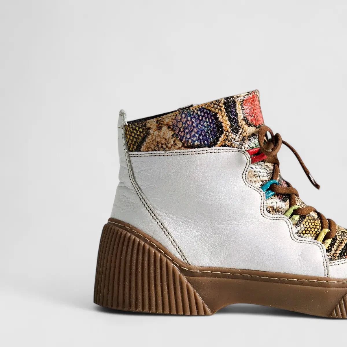 Karyoka Comfort Leather Boots 3118 White Multi Boots | familyshoecentre
