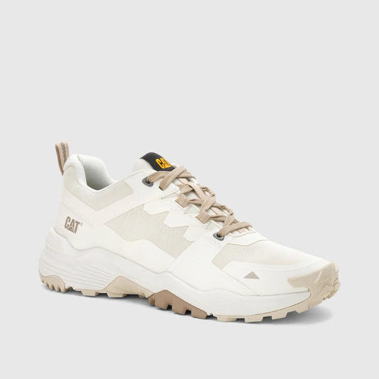 Cat Men's Grapple No Sew P726828 CT426 sneaker in whisper white and beige, side view, on a white background.