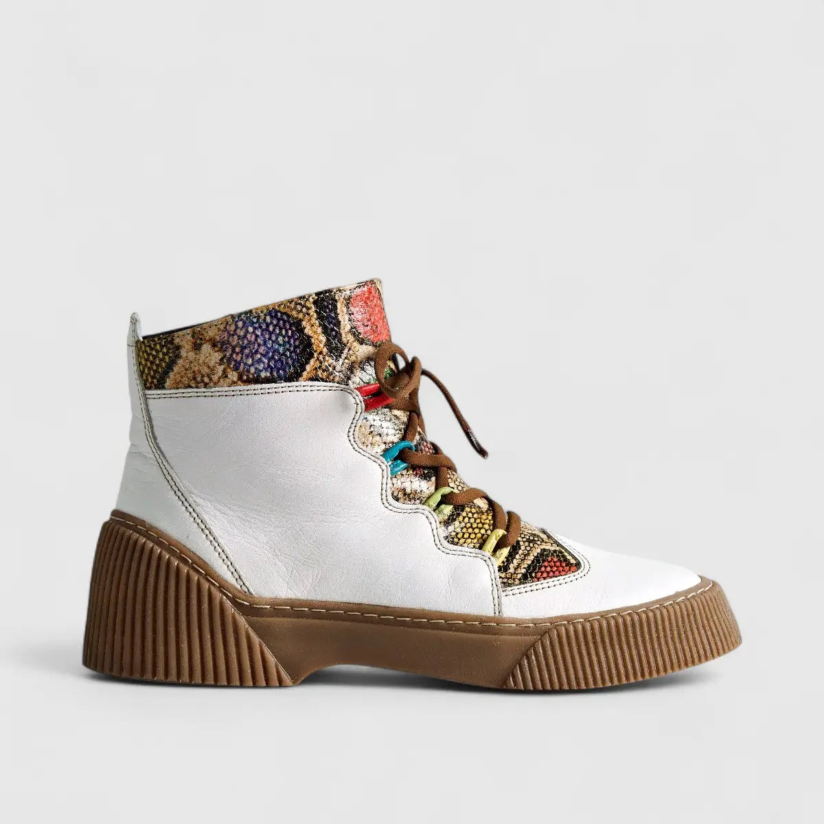 Karyoka Comfort Leather Boots 3118 White Multi Boots | familyshoecentre