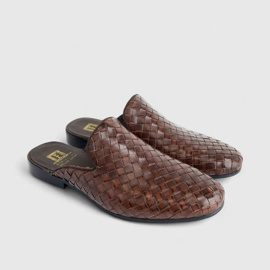 Formales Men's Leather Slip On Open Back AA512-3 Coffee EL135