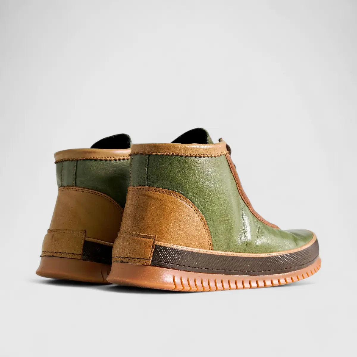 Karyoka Comfort Leather Boots 5006 Olive/Tan Boots | familyshoecentre