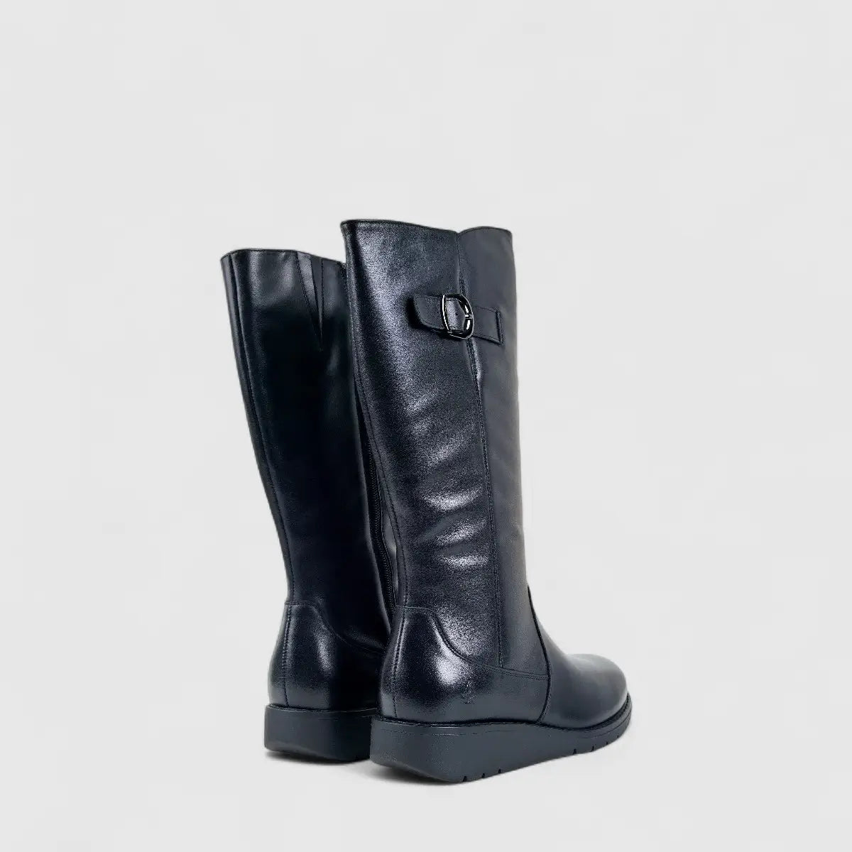 Hush Puppies Luna Leather Long Boot Black 01402 DB28 Boots | familyshoecentre