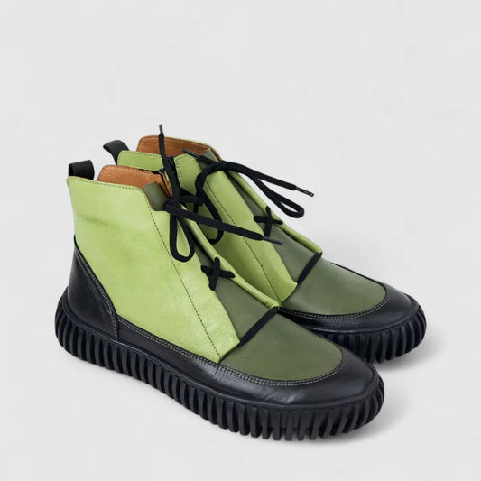 Karyoka Ladies Leather Comfort Ankle Boot 3793 Lime Green KB39