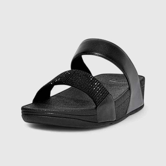 Fit Flop Ladies Comfort Sandal Lulu Crystal Embellished Slide EC4-090 Black FP108