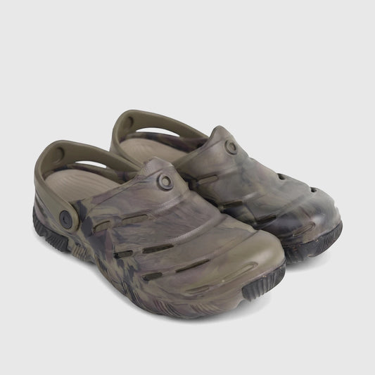 ogs By Florsheim Men's Comfort Clog Boga 973455/340 in khaki/camo pattern, shown in a side profile view.