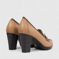 Hush Puppies Soft Style Ladies Comfort Block Heel Shoe Mathura SSL01628 Caramel Multi SS337
