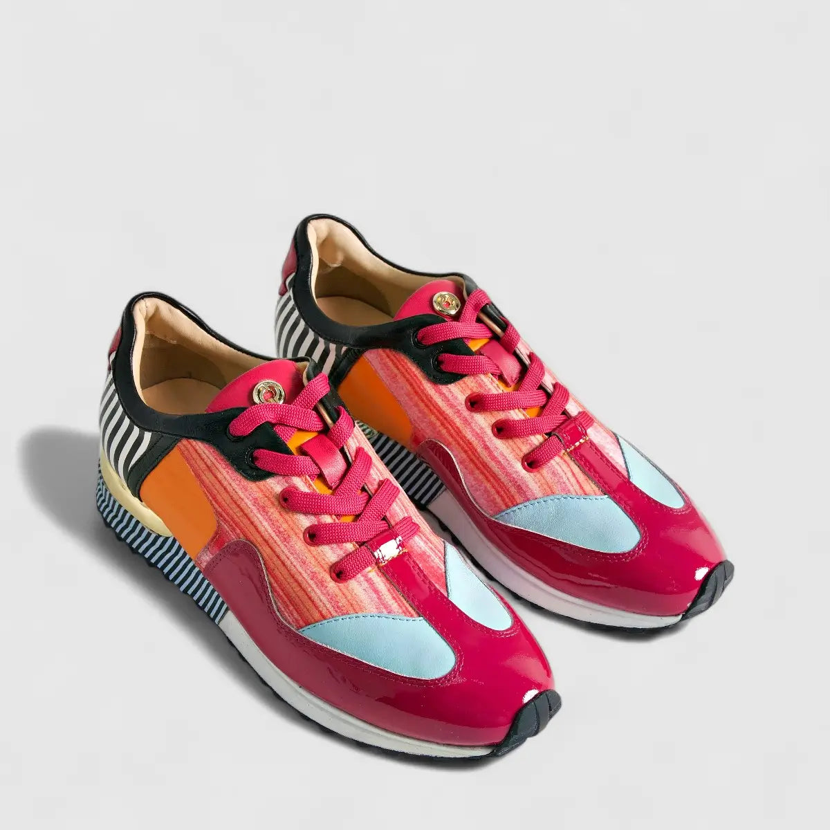Poletto Ladies Leather Sneaker Cerise Multi 4257158 Sneakers | familyshoecentre