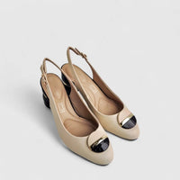 Capelli Rossi Leather Ladies Block Heel Court 11589 Beige CR72