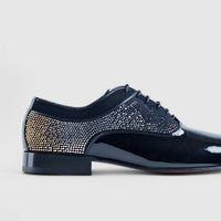 Elitto Bling Dress Lace Ups 3306 Black Patent Oxfords | familyshoecentre