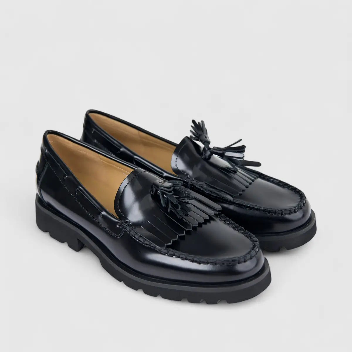 Morbido Ladies Leather Loafer Black PON027