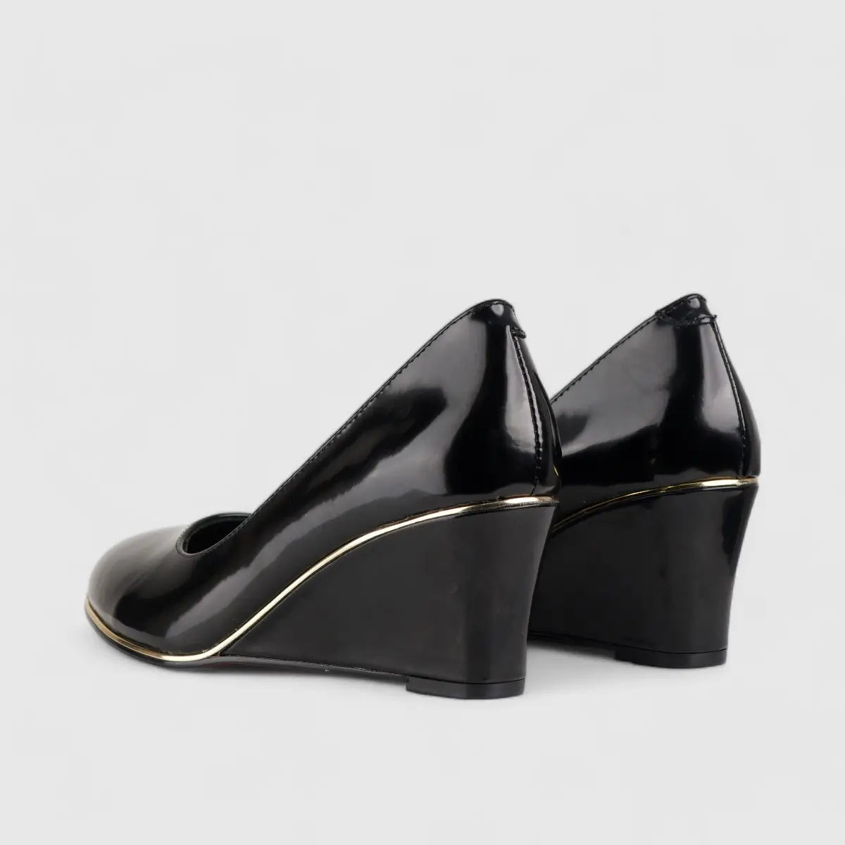 Bulbul Leather Wedge Black LAR6003 Wedges | familyshoecentre