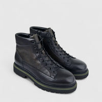 Formales Men's Leather Chunky Sole Lace Up Boot FW267001 Black FD1