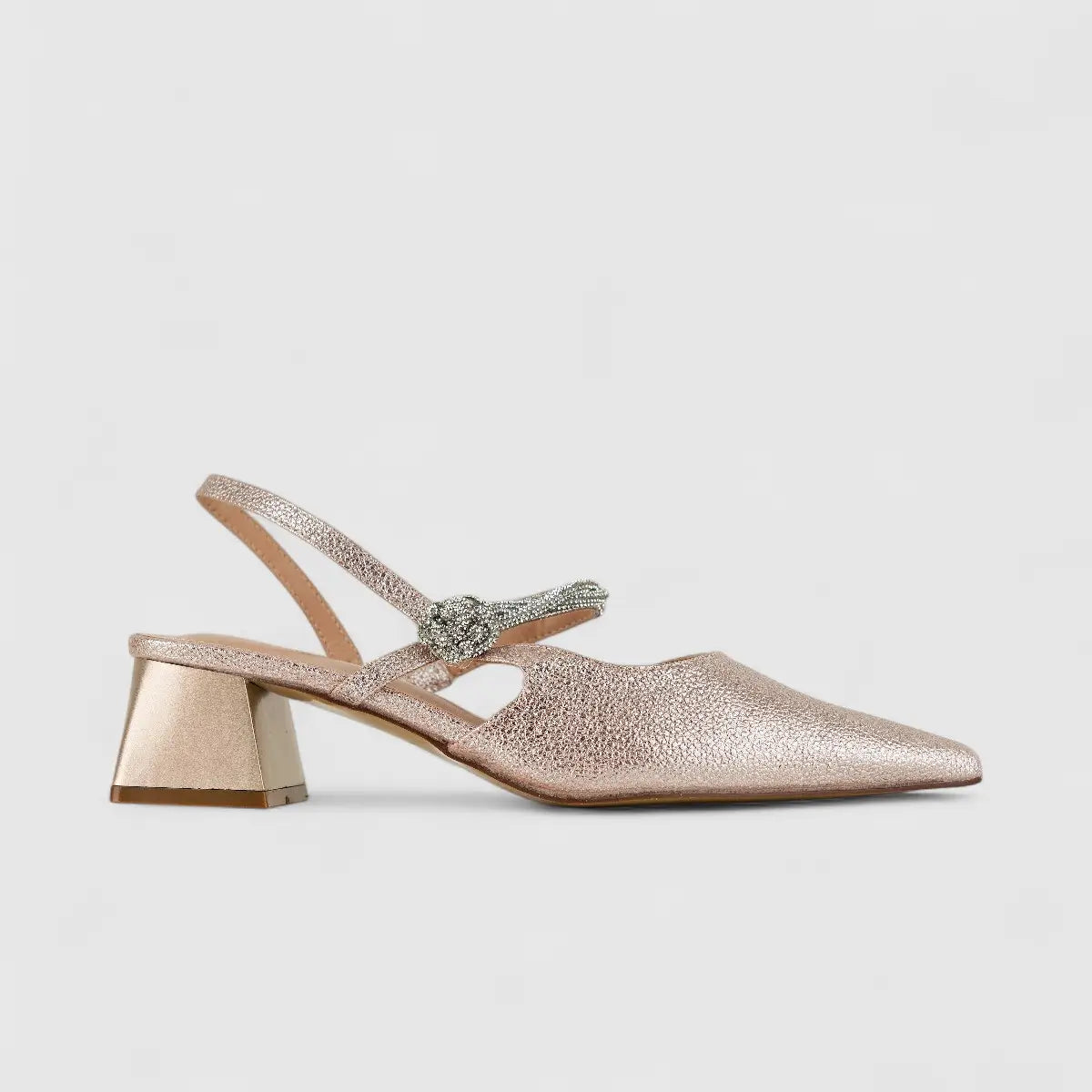 Bulbul Ladies Evening Block Heel HAR039 Champagne