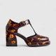 Bulbul Block Heel Burgandy Flower Heels | familyshoecentre