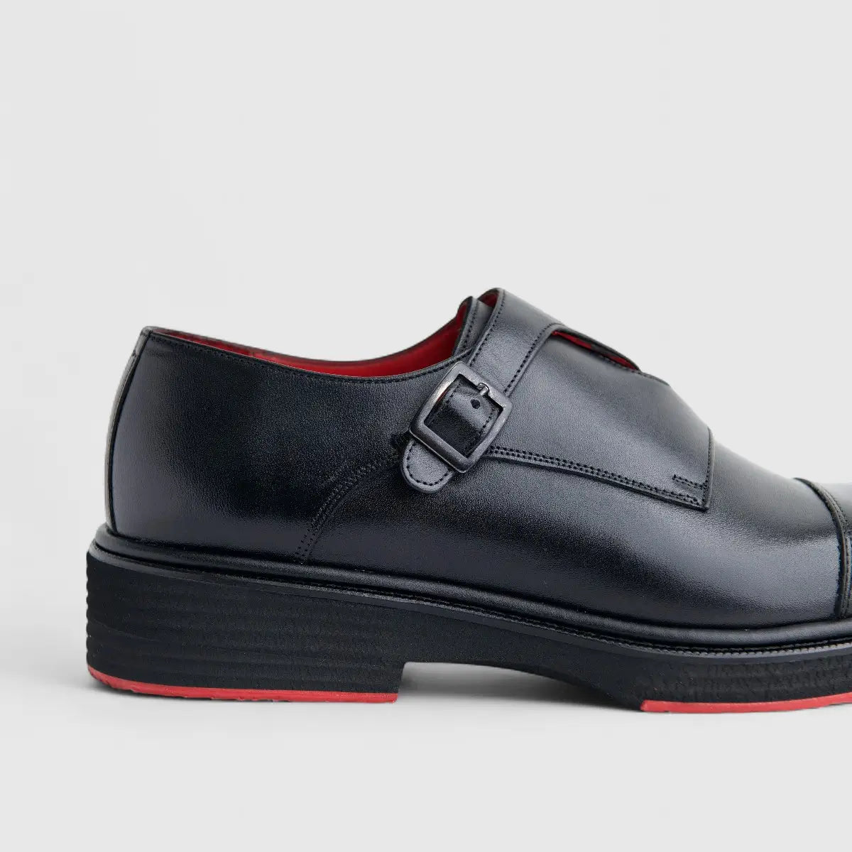 Formales Men's (UK4 TO UK12) Leather Chunky Sole Loafer Double Monk 0509 Black FC137