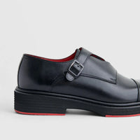 Formales Men's (UK4 TO UK12) Leather Chunky Sole Loafer Double Monk 0509 Black FC137