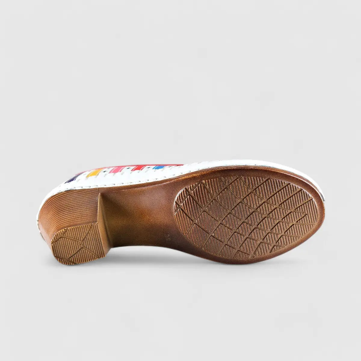 Karyoka Comfort Block Heel White Multi 5323 Heels | familyshoecentre