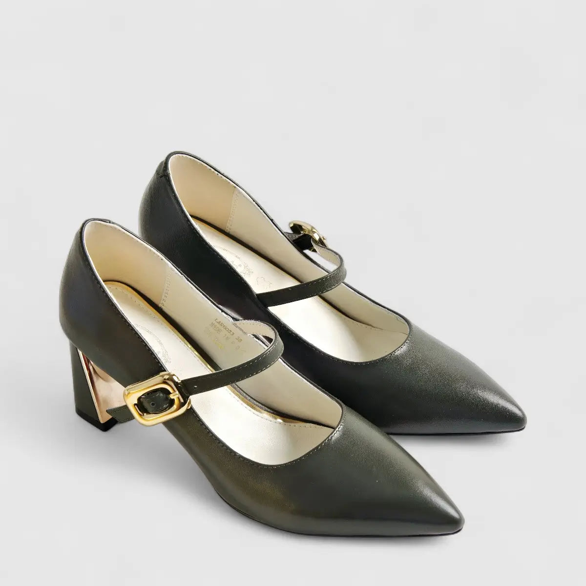 Bulbul Leather Heel Shoe Olive LAR6033