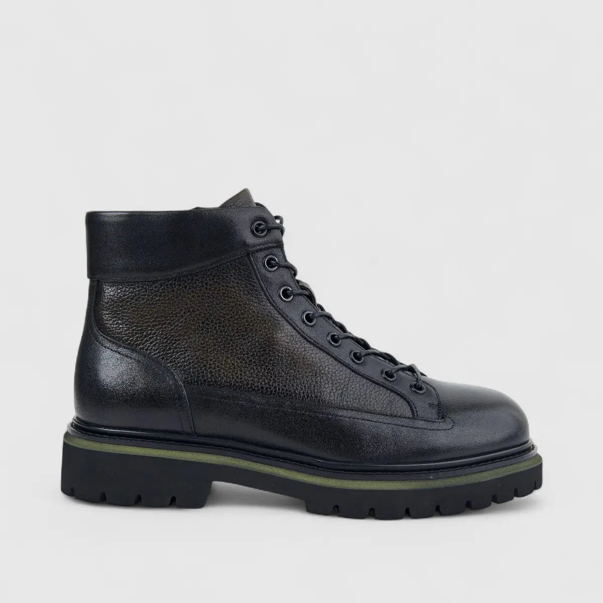 Formales Men's Leather Chunky Sole Lace Up Boot FW267001 Black FD1