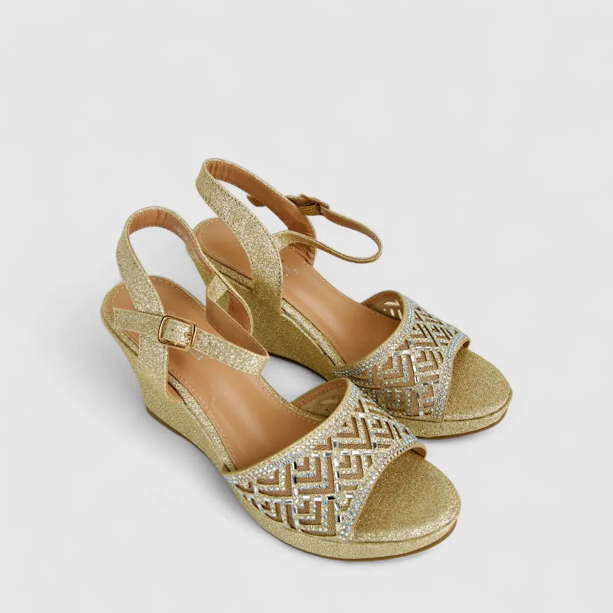 Bulbul Ladies Evening Wedge LU017 Gold