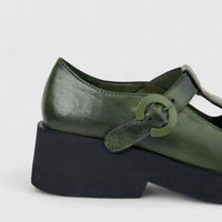 Sofia Mare Ladies Leather Mary Jane Shoe With Chunky Sole 12072 Dark Olive SF88