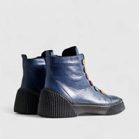 Karyoka Comfort Leather Boots 3100 Navy Boots | familyshoecentre