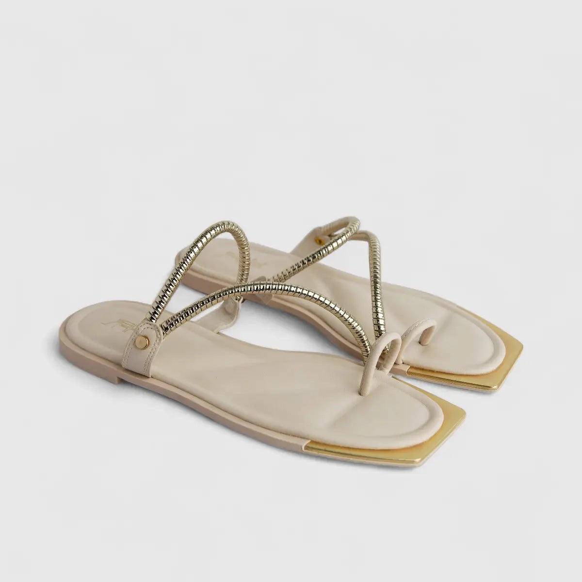 Bulbul Ladies Casual Flat Sandal Cream HAR077