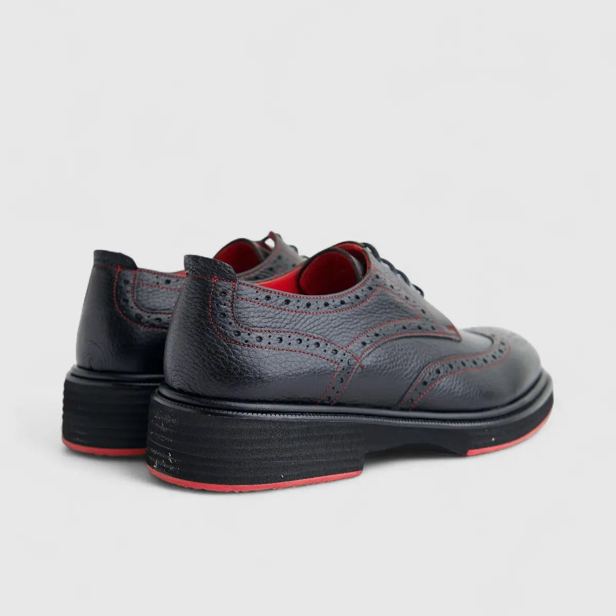 Formales Men's (UK4 TO UK12) Leather Chunky Sole Lace Up Brougue 4116 Black Floater FC141