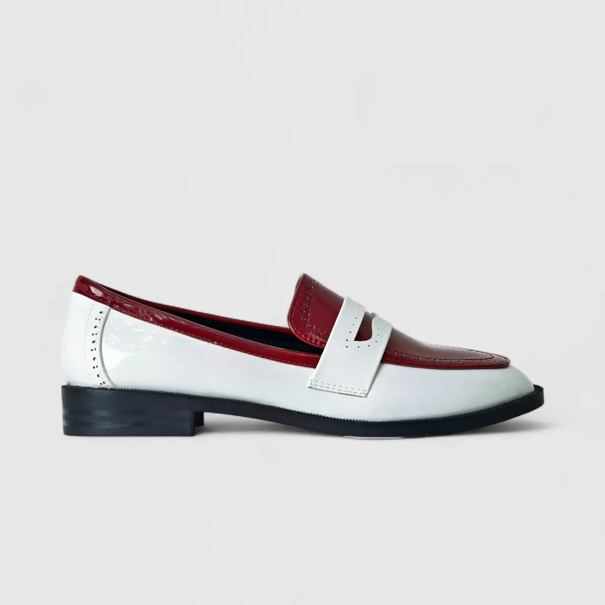 Bulbul Ladies Casual Moc LU016 White And Burgandy