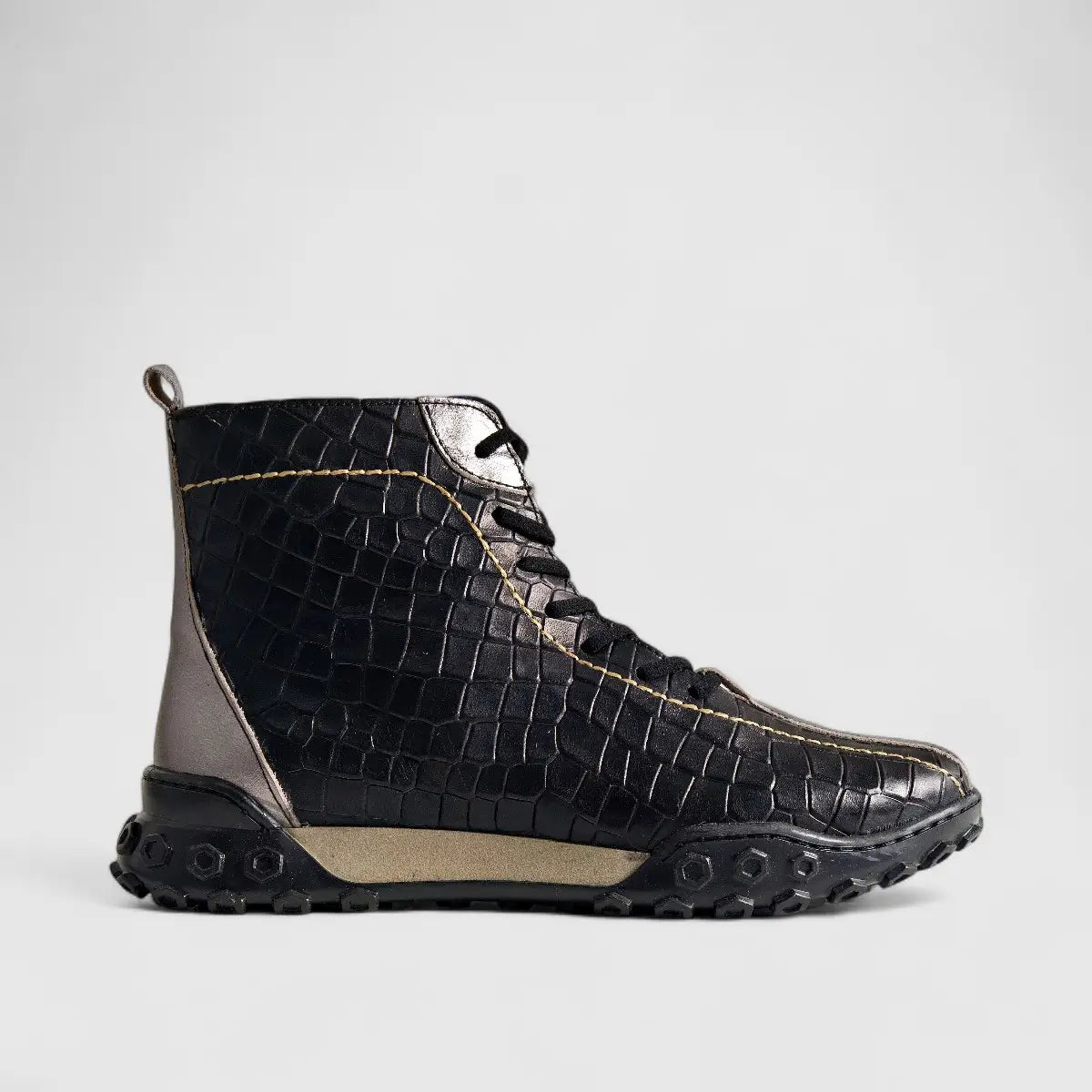 Karyoka Comfort Leather Boots 3561 Black/Grey Boots | familyshoecentre