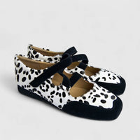 Morbido Ladies Leather Pump Black White Horse Hair PON001
