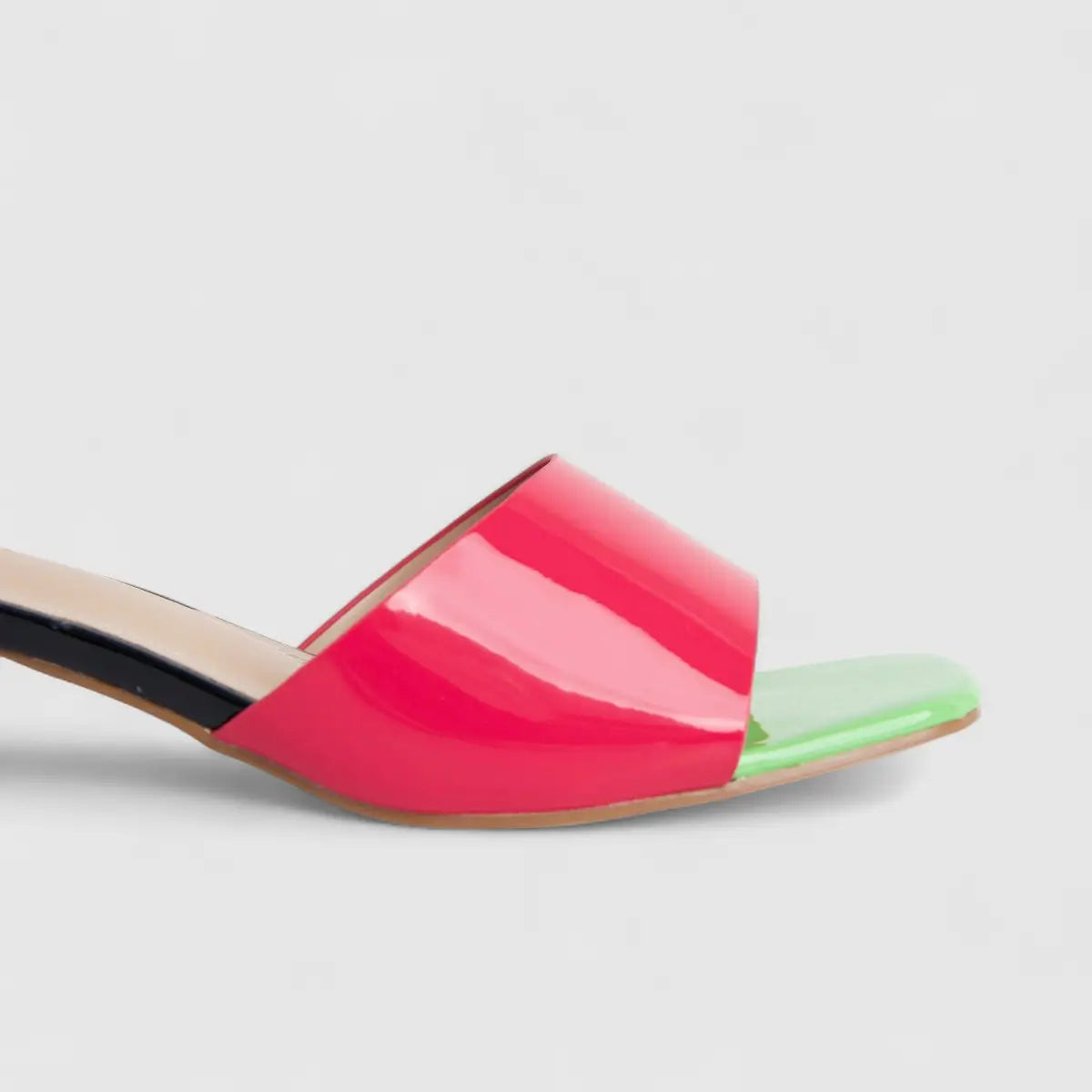 Bulbul Ladies Casual Low Heel Sandal Fuchsia Green HAR064
