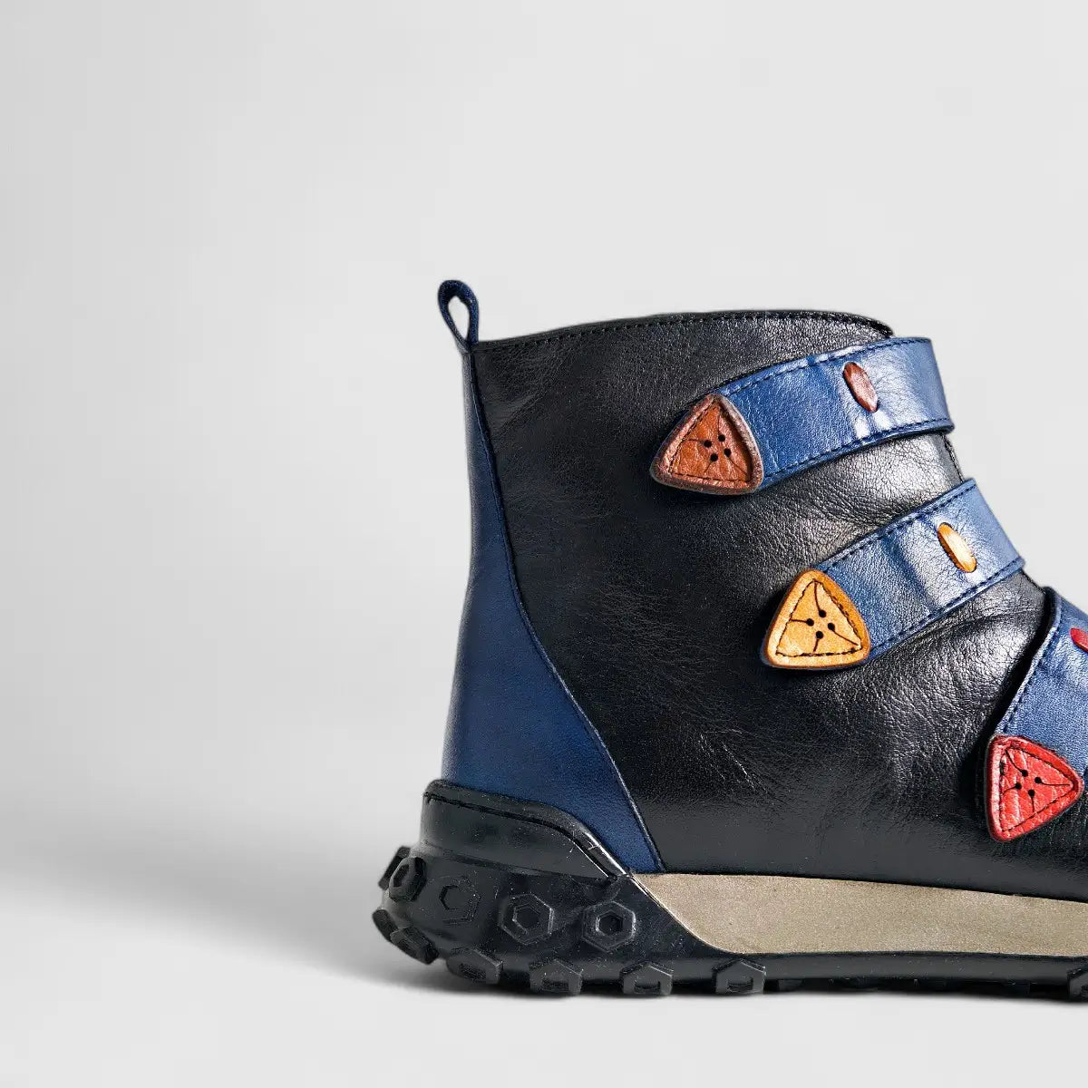 Karyoka Comfort Leather Boots 3563 Black/Navy Boots | familyshoecentre