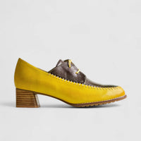 Bulbul Leather Lace Up Yellow/Brown HA2510 Loafers | familyshoecentre