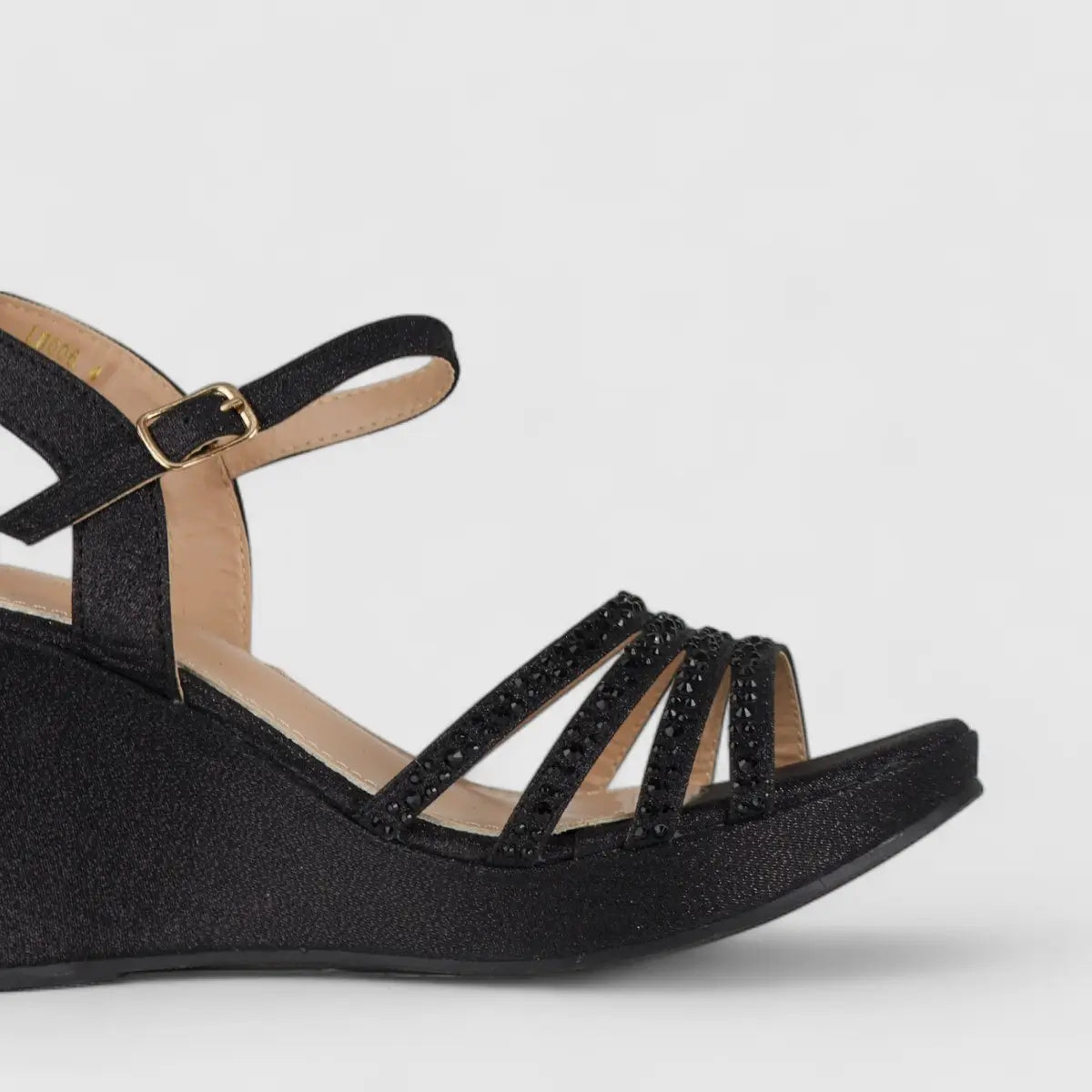 Bulbul Wedge Evening Sandal Black LU006 Wedges | familyshoecentre