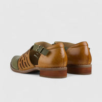 Bulbul Leather Block Heel Olive/Brown 4788-34 Oxfords | familyshoecentre