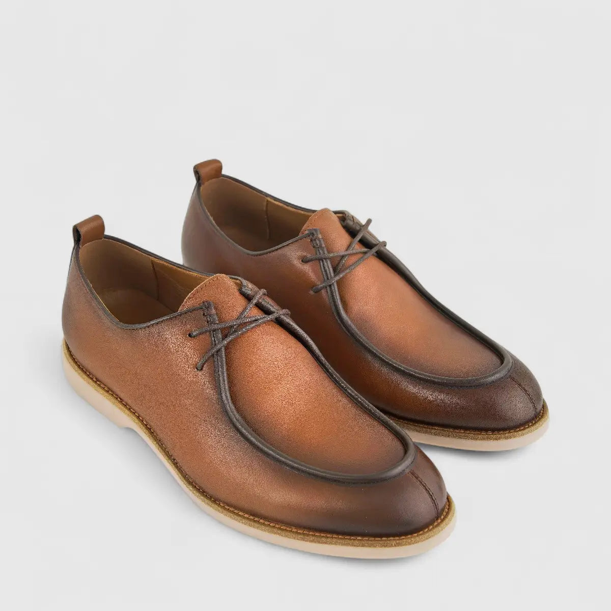 Babucci Men's Casual Leather Lace  Up K27BX05130-B BAB001 Tan