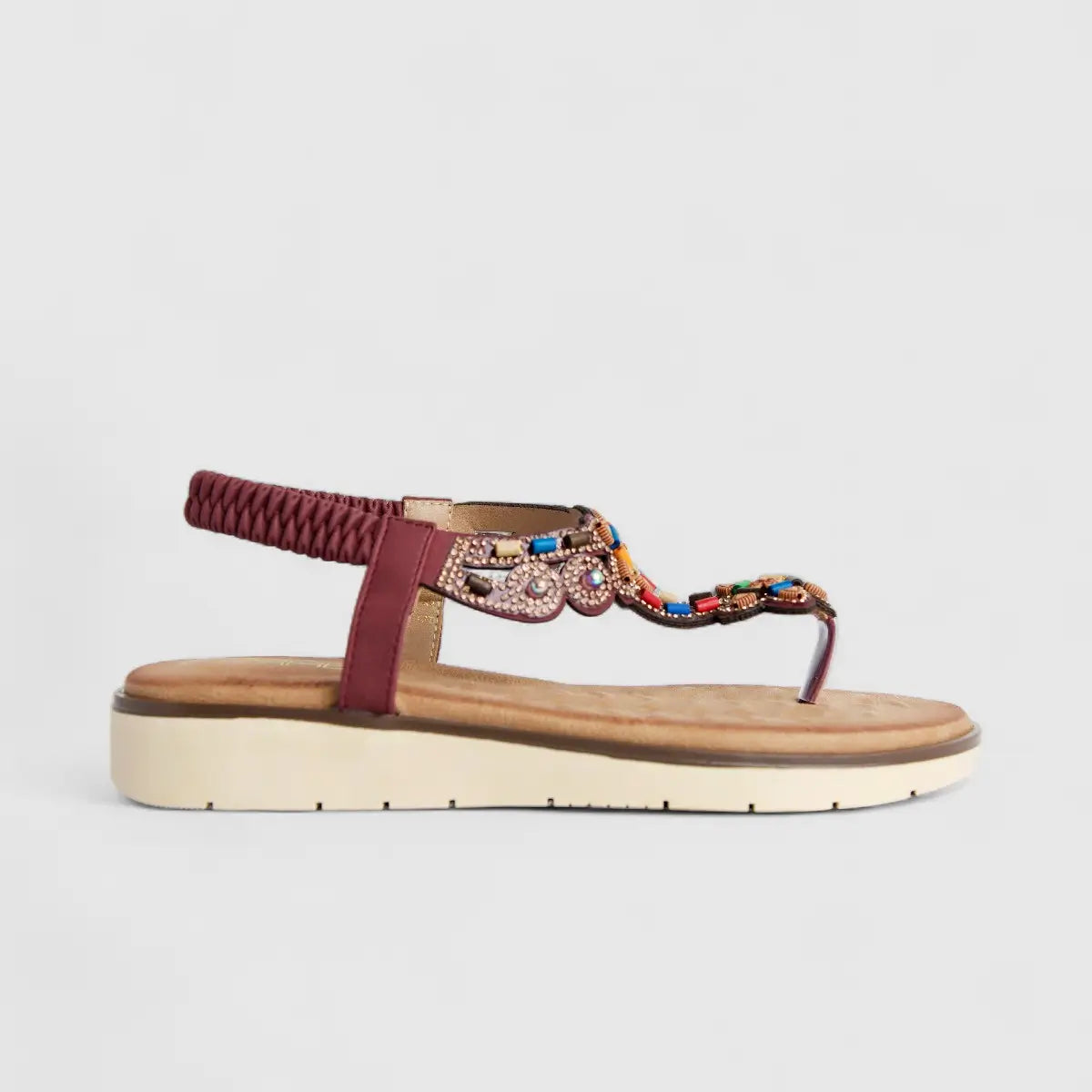 Bulbul Ladies Ethnic Comfort Sandal Wine HAR059