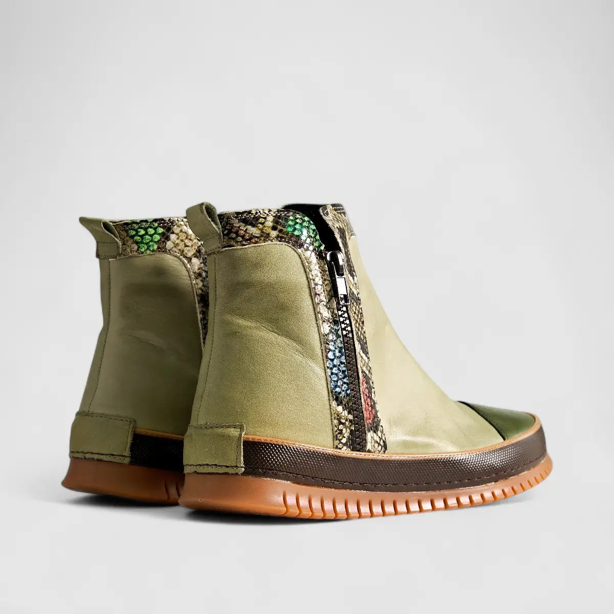 Karyoka Comfort Leather Boots 5009 Olive Boots | familyshoecentre