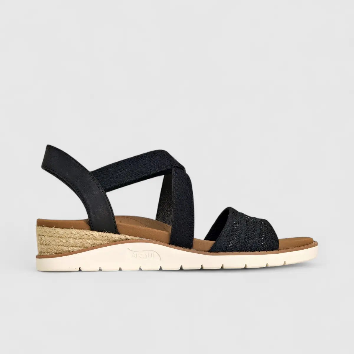 Skechers Ladies Comfort Espadrille Wedge Arch Fit 114013  Beach Kiss Black SW90