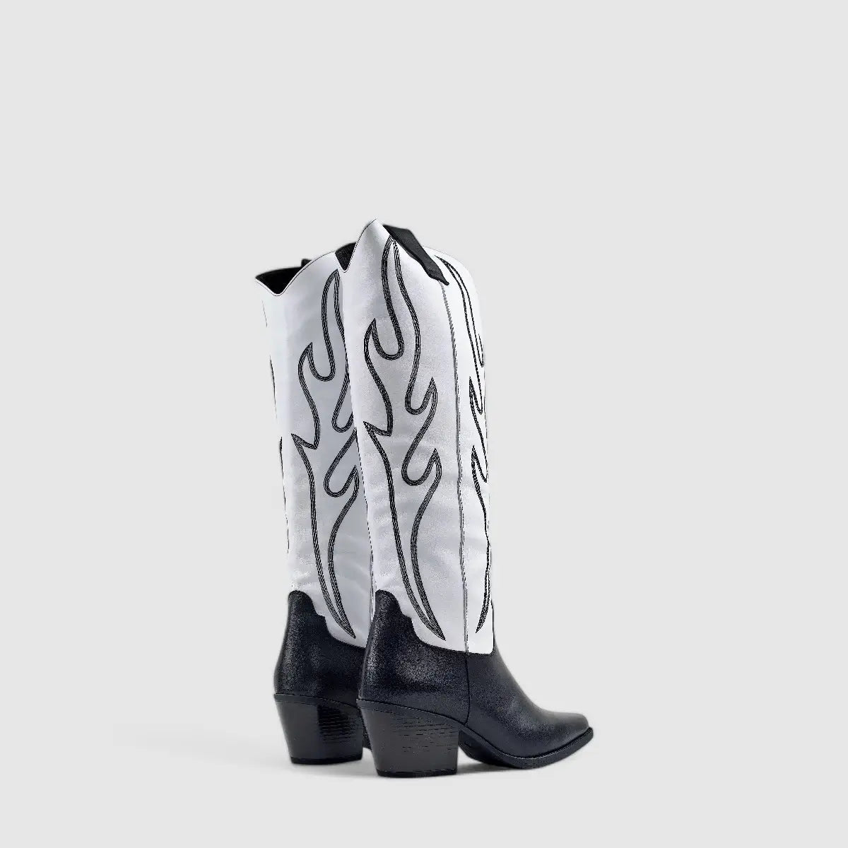 Sofia Mare Leather Cowboy Boot Black/White 11764 Boots | familyshoecentre
