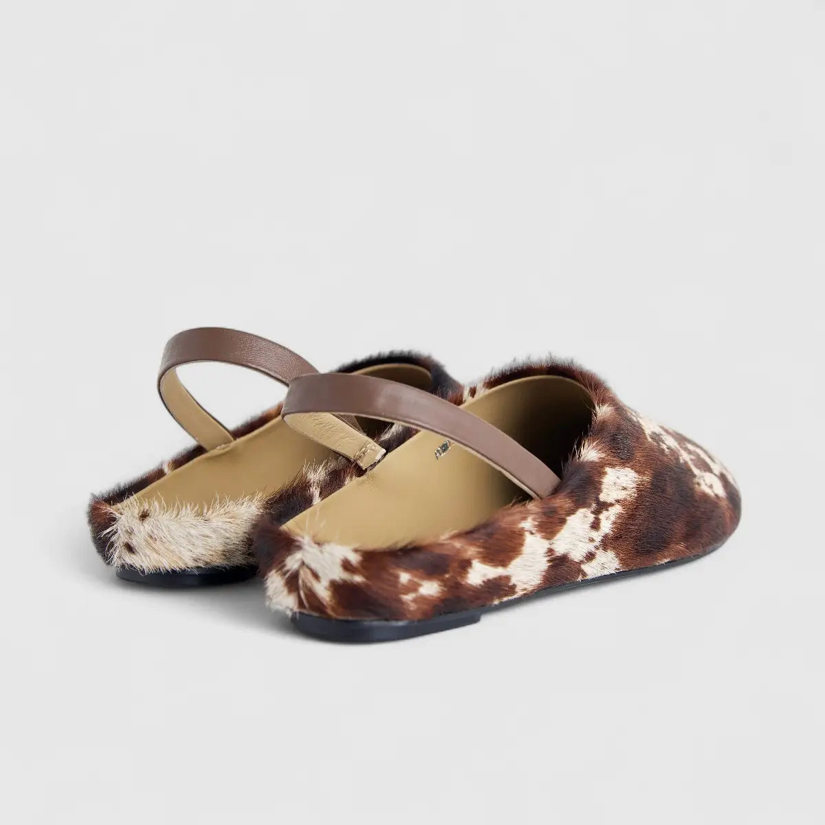 Morbido Ladies Leather Mule Brown Horse Hair PON015