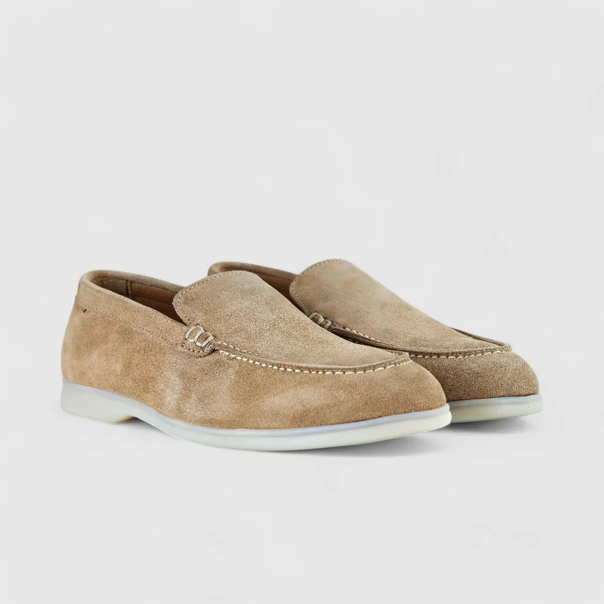 Bulletti Leather Nubuck Slip On Loro Beige Suede Loafers | familyshoecentre