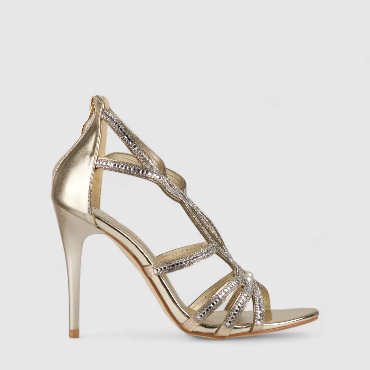 Bulbul Stiletto Heel Sandal Gold LU009 Heels | familyshoecentre