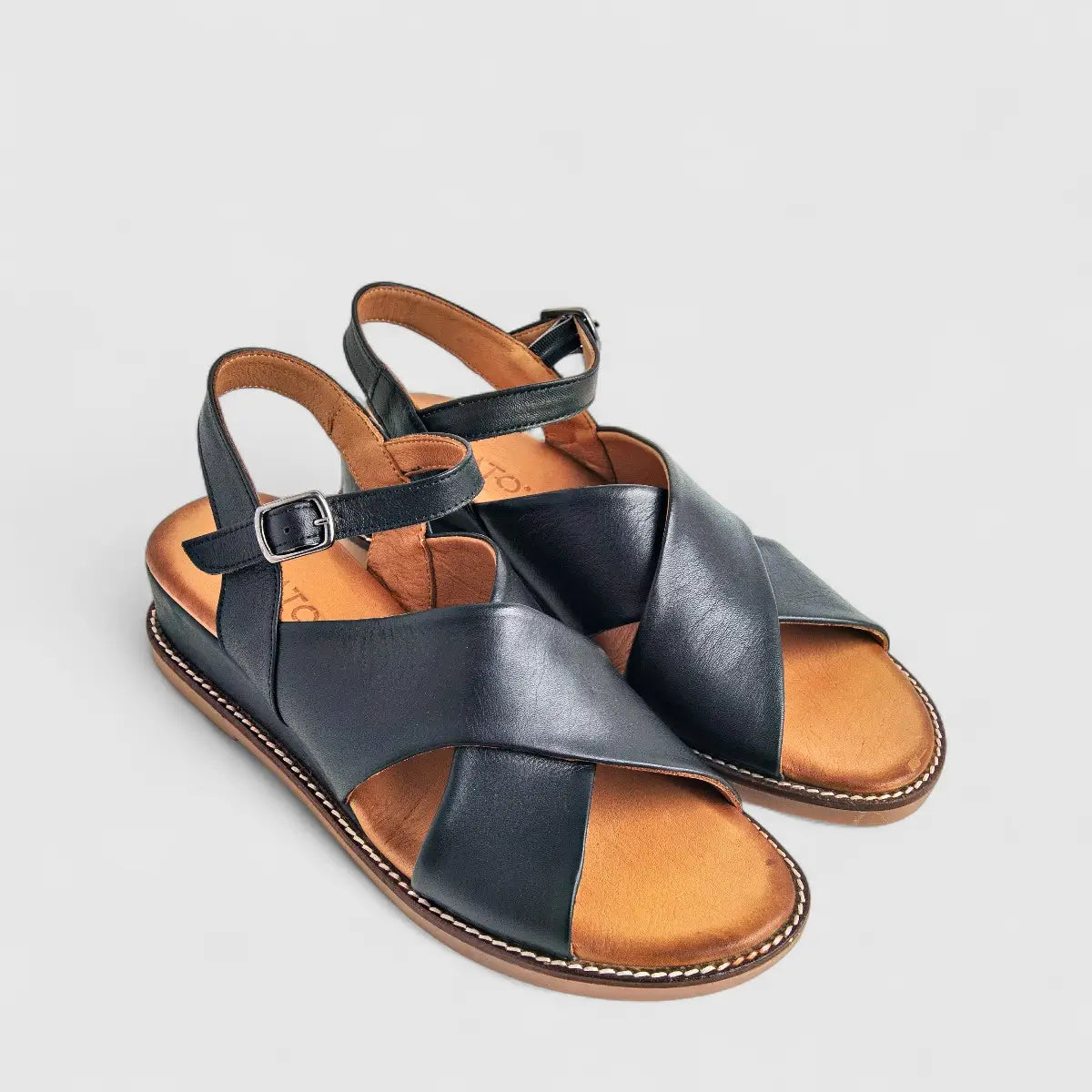 Dimato Ladies Leather Comfort Wedge Sandal 118.803 Black DS221