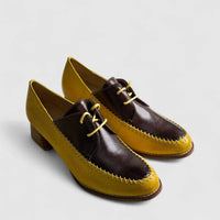 Bulbul Leather Lace Up Yellow/Brown HA2510 Loafers | familyshoecentre