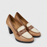 Hush Puppies Soft Style Ladies Comfort Block Heel Shoe Mathura SSL01628 Caramel Multi SS337